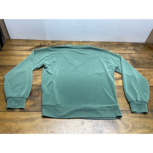 ATHLETA Seasoft Willow Green V-neck Sweatshirt Long Sleeve Soft Modal Medium - Picture 9 of 9